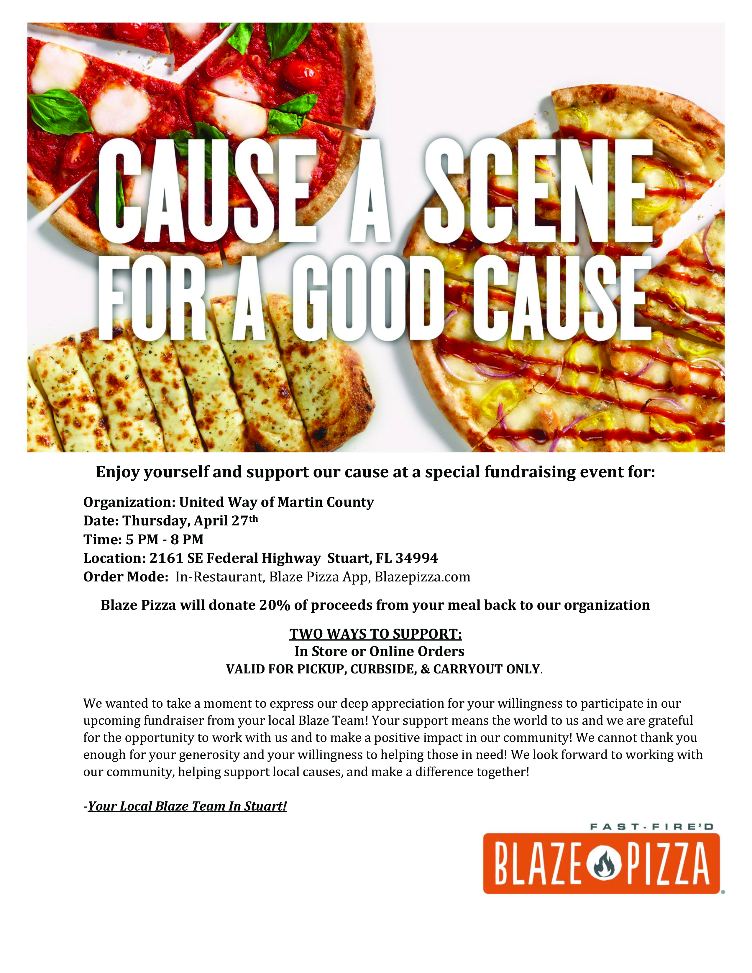 Blaze Pizza Fundraiser